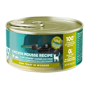 Furry Wonder 鶏肉ムース 猫用缶詰の商品パッケージ裏面 85g