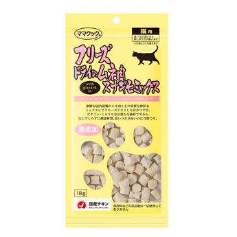 ママクック フリーズドライ 猫用おやつ ムネ肉スナギモミックス 18g